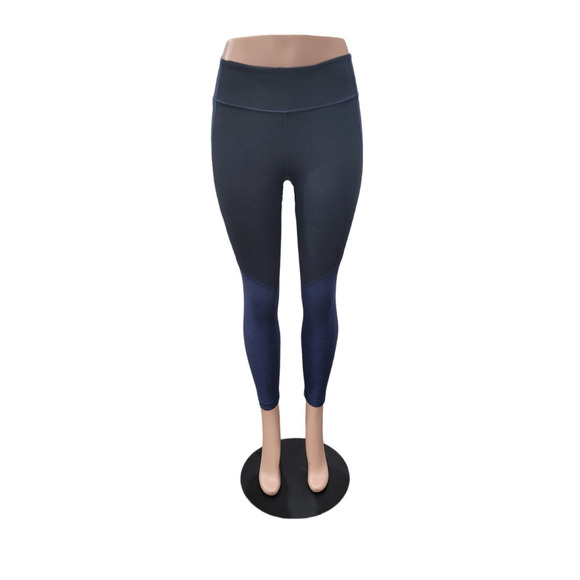NEW Outdoor Voices Spring 7/8 Color Block Athletic Leggings Black Blue‎ Size S - Picture 3 of 14
